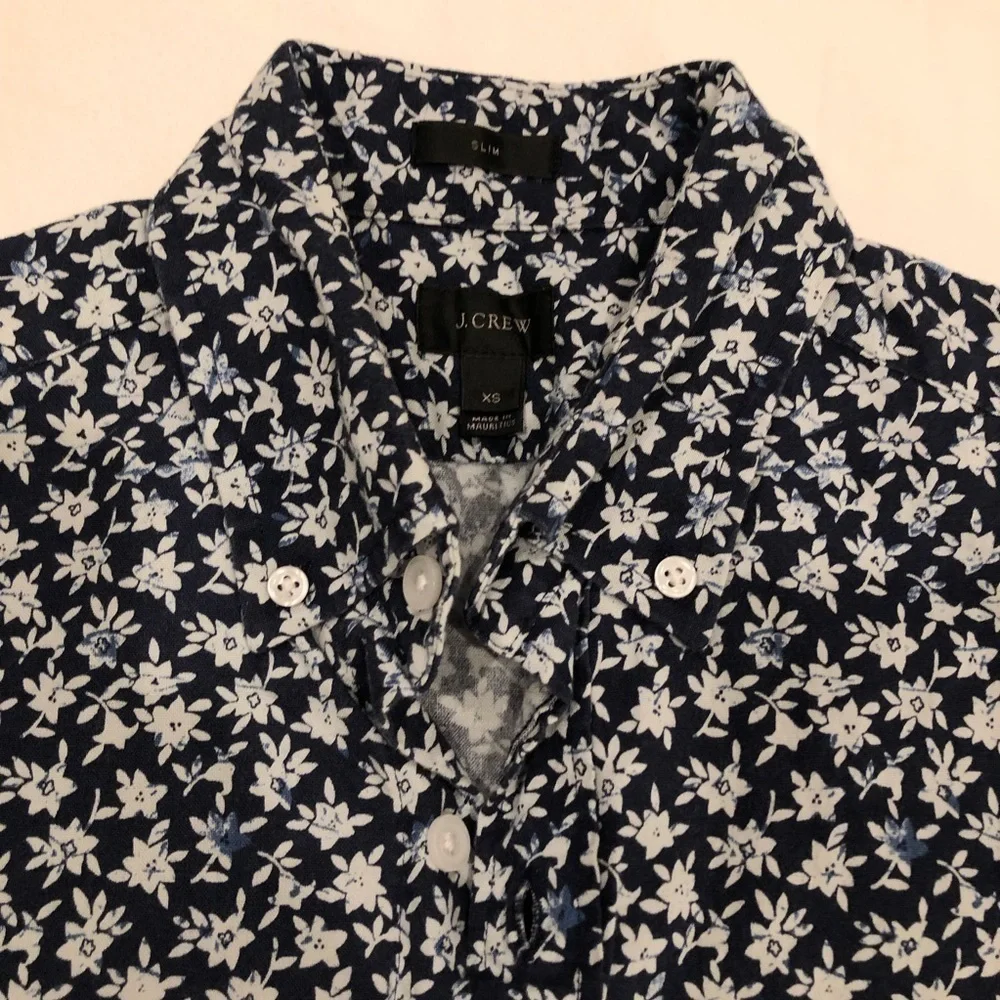 J. Crew Flower Design Long Sleeve Button Down